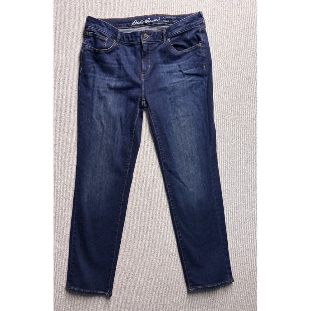 Eddie Bauer Women's Slightly Curvy Slim Straight Jeans Blue Size 14